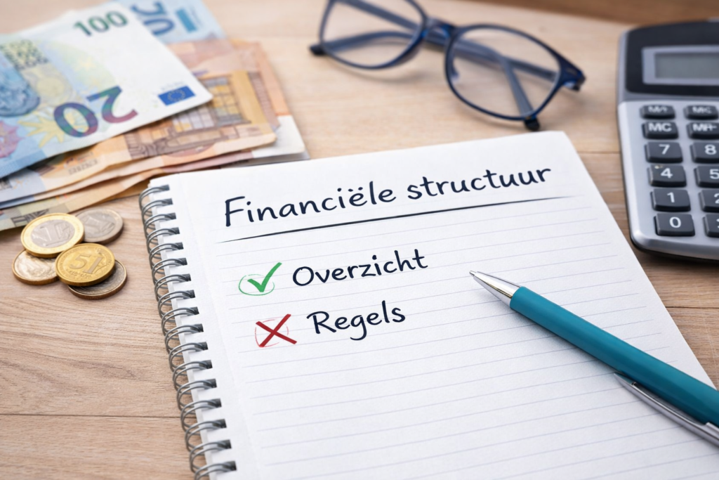 notitieboek met financiële structuur waarin overzicht belangrijker is dan strenge regels